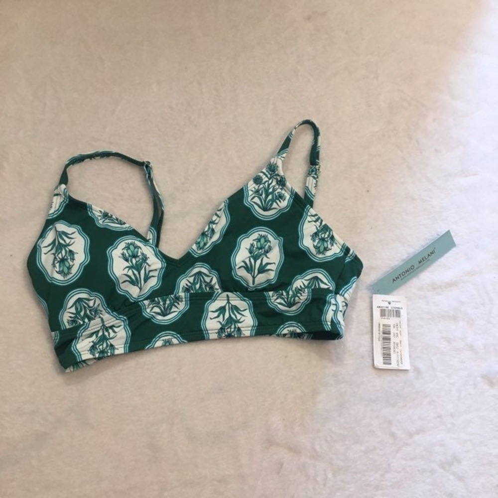 New Women's Antonio Melani dsigner Bikini Top XS Swimwear Swim Top green XS